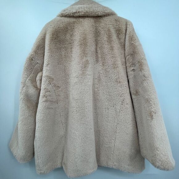 Free People Pink Beige Kate Faux-Fur Double Breasted Jacket Coat Size Medium - Picture 6 of 8
